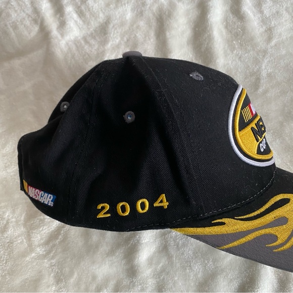 NASCAR 2004 Nextel Cup Series Strapback Baseball Cap Hat Black Yellow Flames - Picture 6 of 8